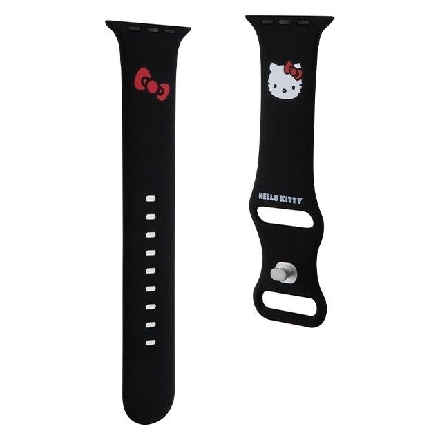 Hello Kitty Pasek HKAWLSCHBLK Apple Watch 42/44/45/49mm czarny/black strap Silicone Kitty Head (Silicone, Stainless Steel, TPU) (1696244904)