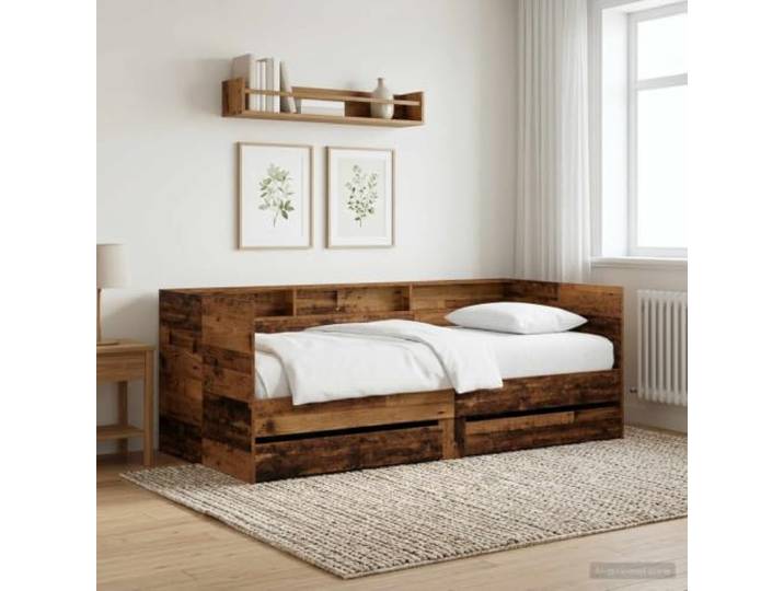 RJPLMFV Tagesbett mit Schublade, Holz aus Technik Integrierte Aufbewahrung, modernes Design, umwandelbares Sofa, ideal für kleine Wohnungen