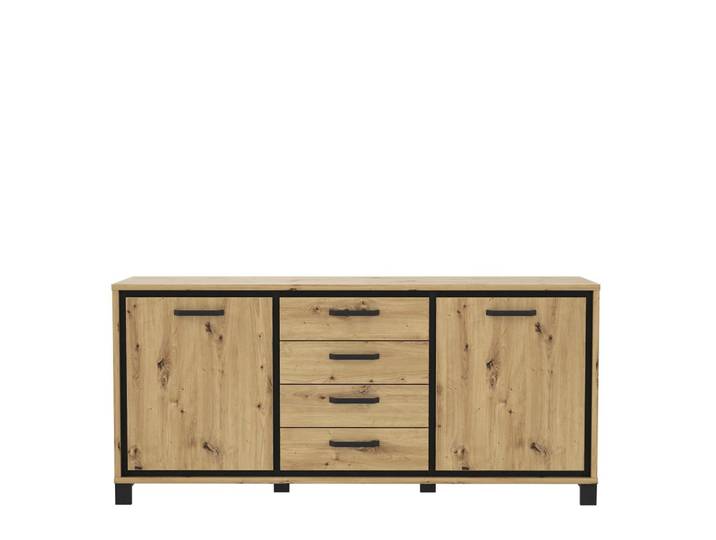 Sideboard B: 178 cm Trondheim, Eiche Dekor/Schwarz