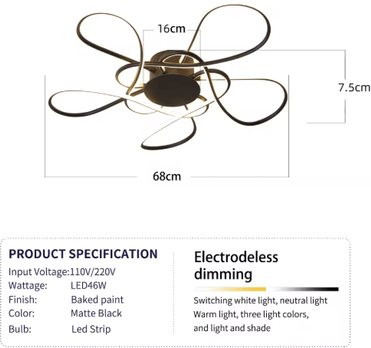 Inspire Picks Modern LED Chandelier Ceiling Light Chrome & Gold Luxury Fixture For Living Room dia680mm Black dimmable Rc With App