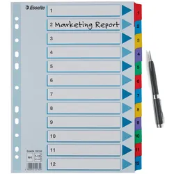 Esselte Ordnerregister Vollformat 1-12 farbig