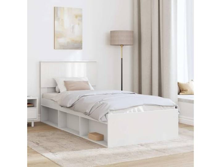 KTHLBRH Bettgestell weiß 90 x 190 cm Kiefer massiv Modernes Design, klare Linien, geeignet für zeitgenössisches Zimmer, robuster Rahmen
