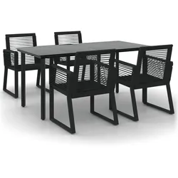 vidaXL 5-tlg. Garten-Essgruppe Schwarz PVC Rattan