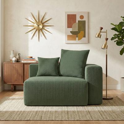 Uixe DIY Corduroy Collection Upholstered Modular Sectional Sofa Ottoman