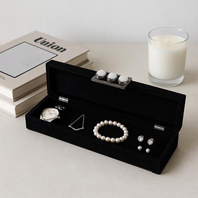 Sagebrook Home "Decorative Box with Lid and Jeweled Metal Clasp - 18"", Black - 18.0"""