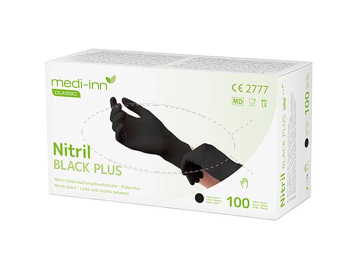 Einweg-Nitril-Handschuhe, puderfrei, 100 Stk., Grösse L, schwarz