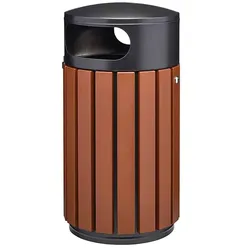 ZENO ALU Abfallbehälter Rossignol 60 L Alu Latten grau/braun zum Aufstellen oder Befestigen
