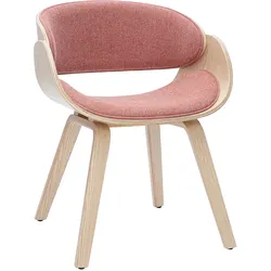 Design-Stuhl aus Samt-Textur-Stoff in Terrakotta und hellem Holz BENT