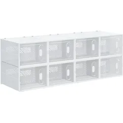 STILVORA Set aus Schuhboxen Kunststoff Transparent 28x36x21 cm, 8 stapelbare Boxen mit Türen