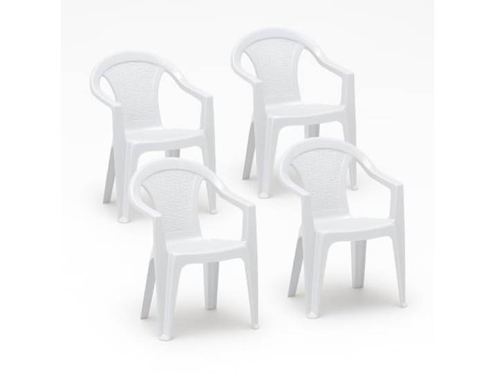 Tomaino - Set mit stapelbaren Gartenstühlen, Stühlen in Rattan-Optik, Stühle für den Außenbereich aus Kunststoff - 4 Stück (Weiß)