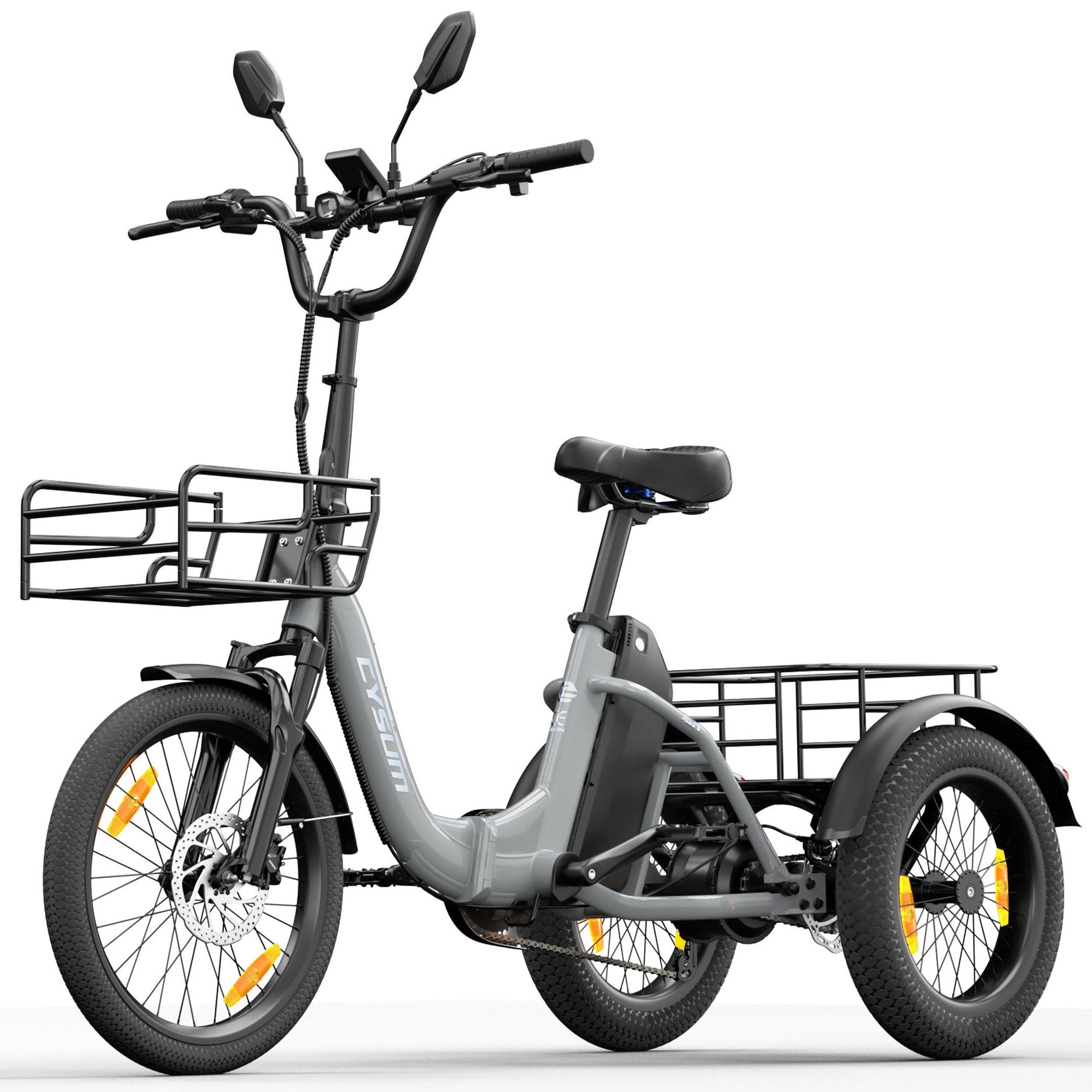Draixcor E-Bike Faltrad AG1 3-Rad faltbares Damen u. Herren E-Fahrrad 960Wh Pedelec 120 km Heckmotor 250W 48V 20Ah Akku 20x3.0 Reifen Faltrad