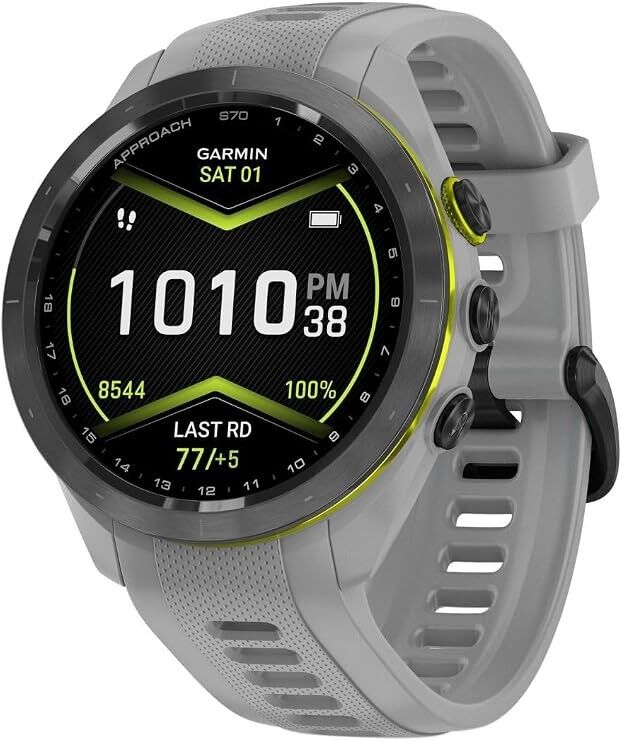 Garmin Approach S70 42mm GPS Golf Smartwatch Black Ceramic Bezel Powder Grey Silicone Strap