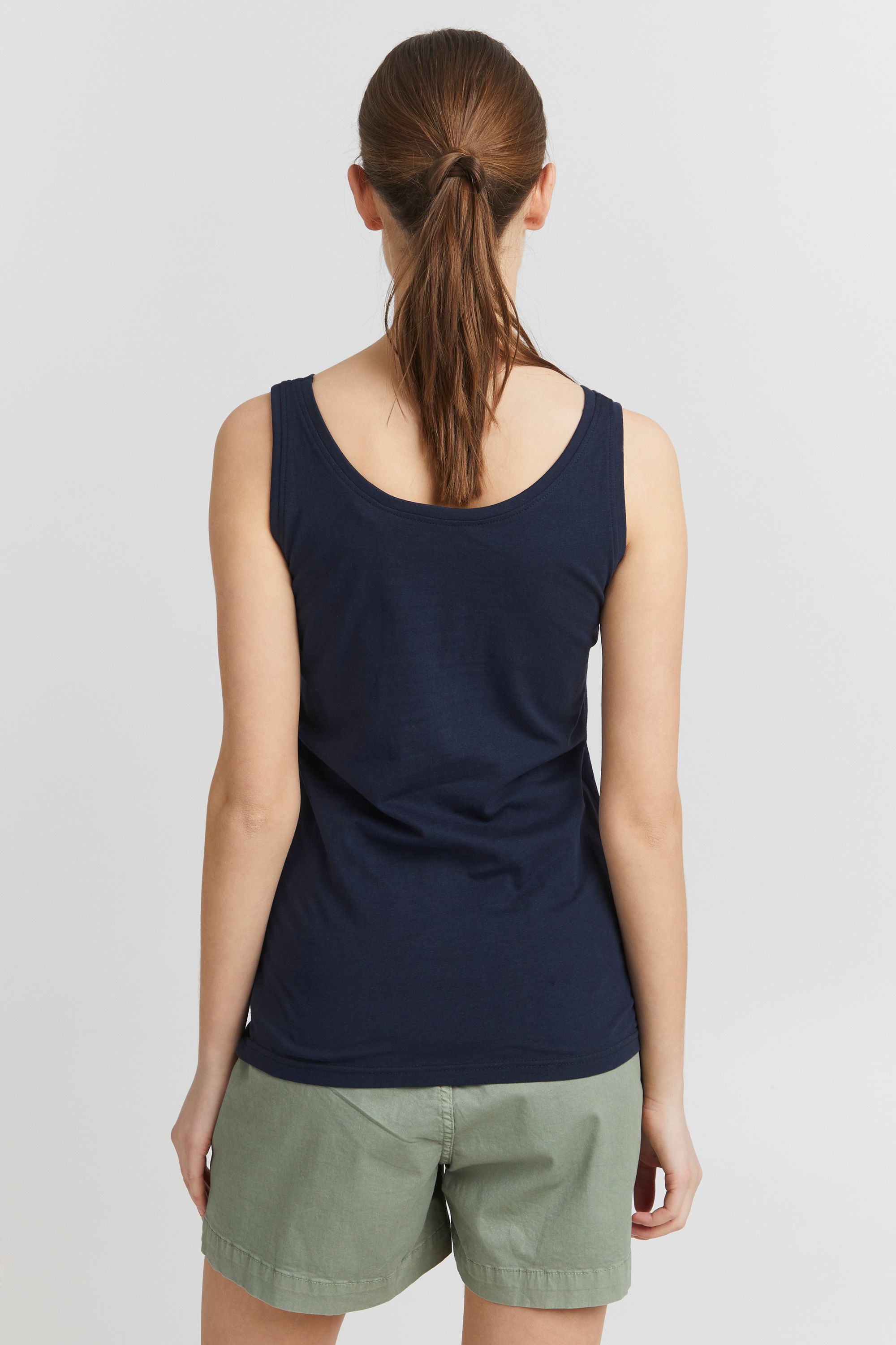 Crop-Top OXMO "Top OXPina", Damen, Gr. XS, blau (total eclipse), Obermaterial: 100% Baumwolle CO., Tops Crop-Top