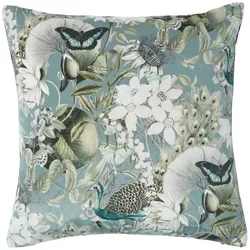 KISSENHÜLLE Butterfly Garden – Samt grün-grau 46/46 cm