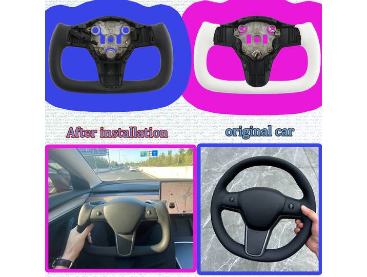 Volant de sport universel en fibre de carbone, accessoires blancs classiques, poignée de direction en cuir pour Yotplacements, modèle 3, modèle Y