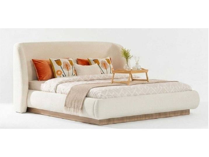 JVmoebel Polsterbett Bett Beige Modern Luxus Bequem Polsterbett Doppelbett Ehebett (1-tlg., 1-tlg)