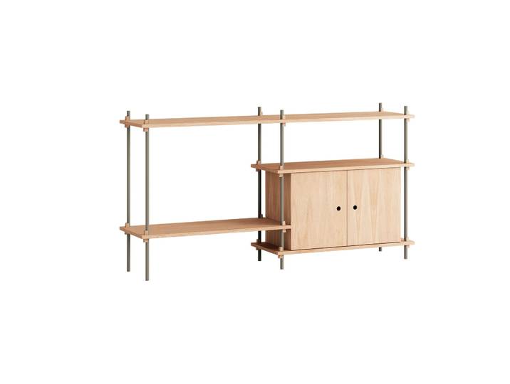 MOEBE Shelving System Regal mit Schrank Eiche-warm grey, 163x85x35 cm, S.85.2.C