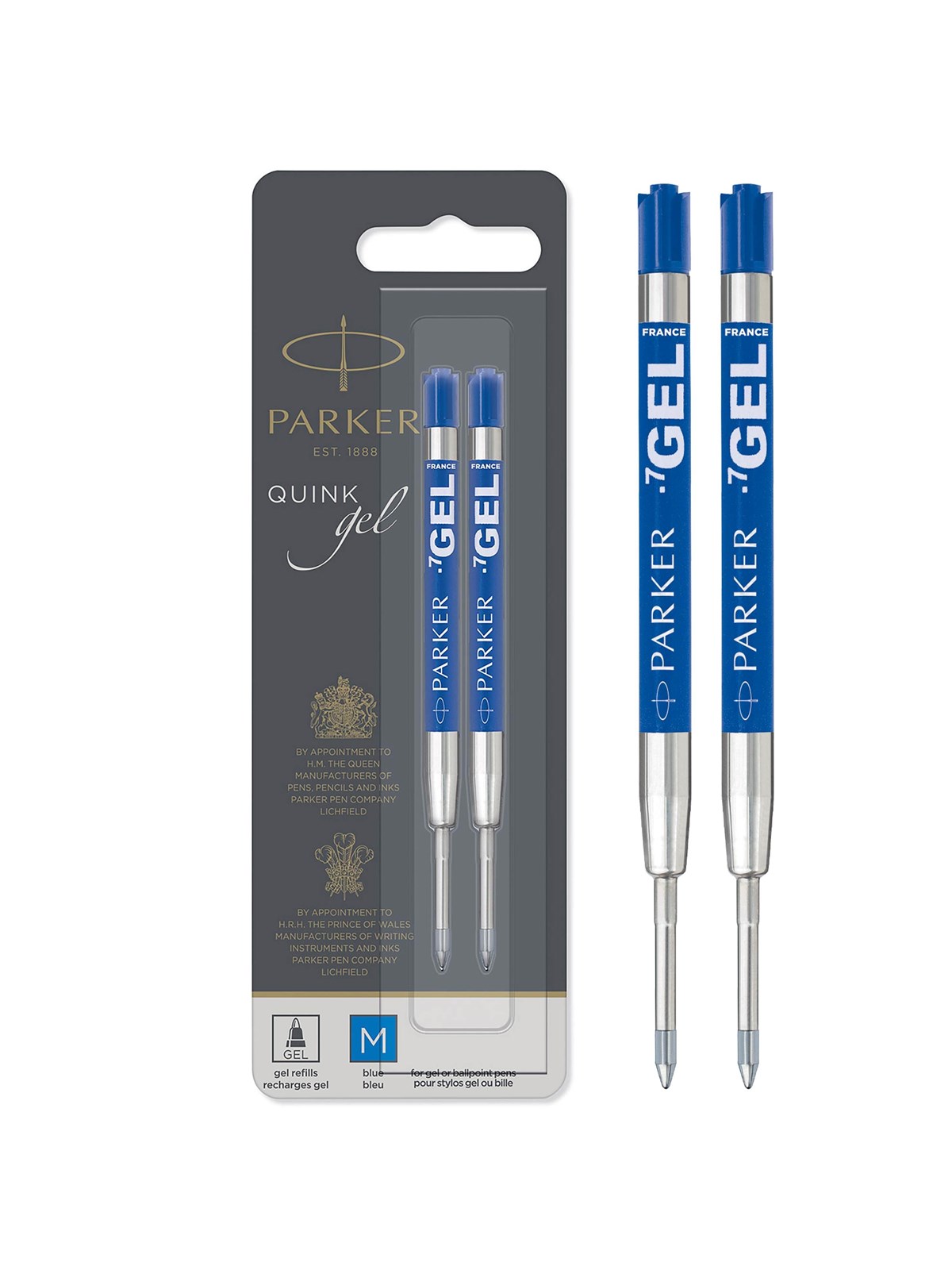 Parker Gelstifteminen | mittlere Schreibspitze (0,7 mm) | blaue QUINK Tinte | 2 Stück