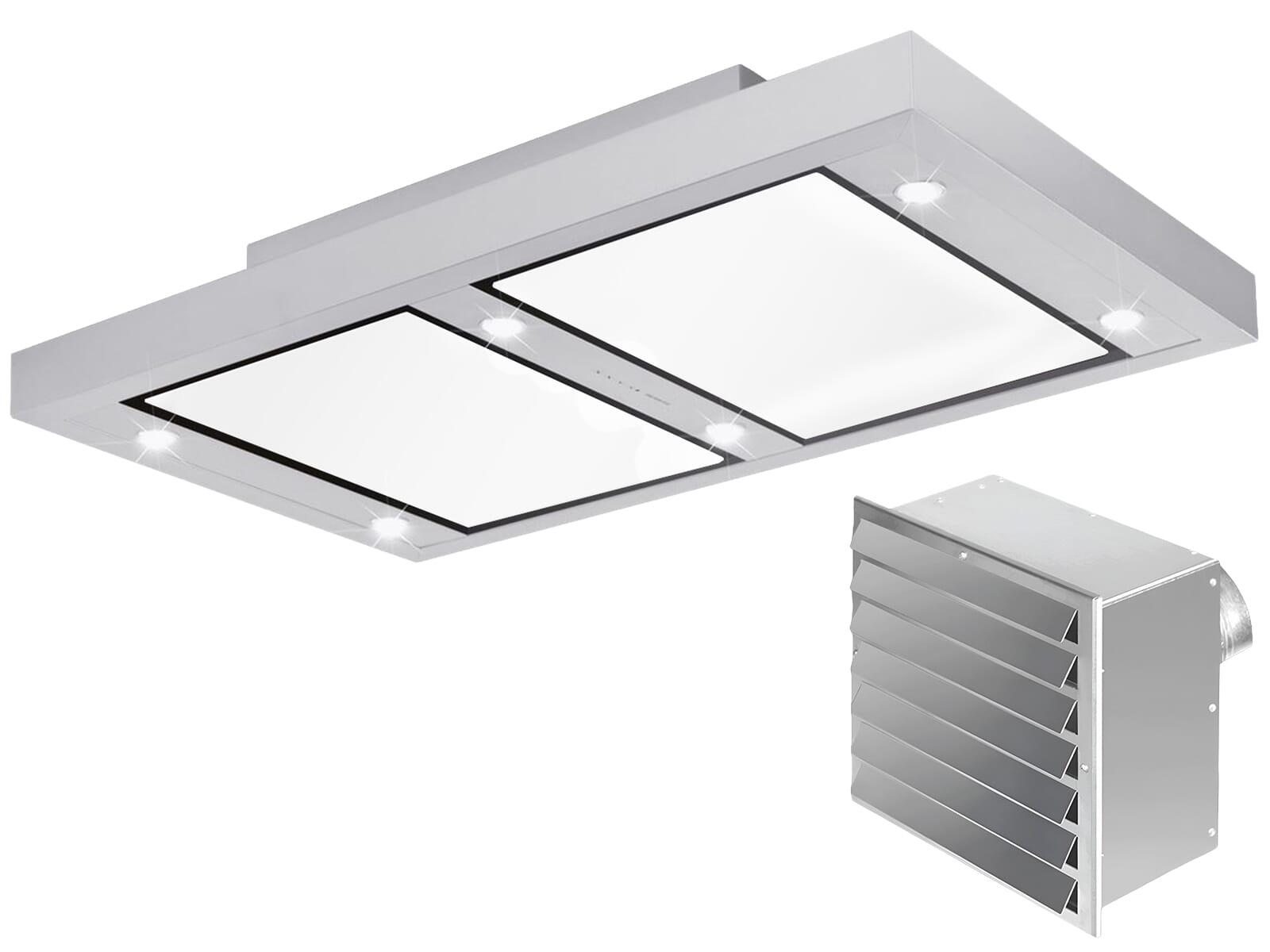 Silverline ALD1041WIWM SET Altena ALD1041W Deckenhaube 100 cm Edelstahl/Weißglas + Innenwandmotor
