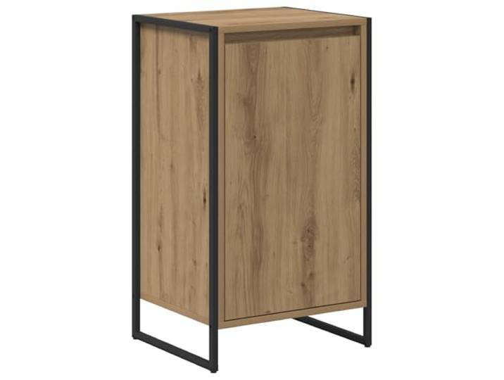KPOTUERTU Sideboard Eiche 43 x 36 x 75,5 cm Holzwerkstoff Stahlbeine, interne Regale, Fächer, rechteckige Form, Wohnzimmer, Bücher, Deko-Objekte, Alltagsartikel