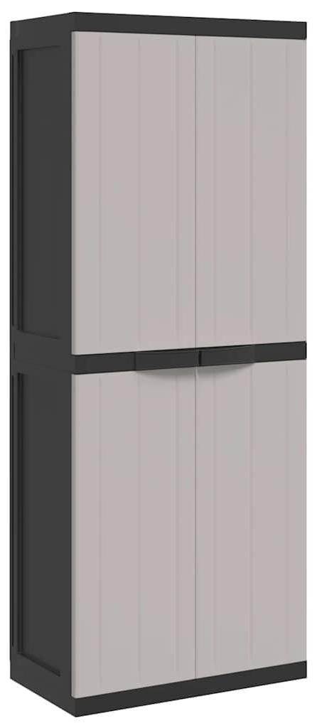 Gartenschrank / Werkzeugkasten - 65 x 37 x 165 cm, Grau - 12 kg, Polypropylen