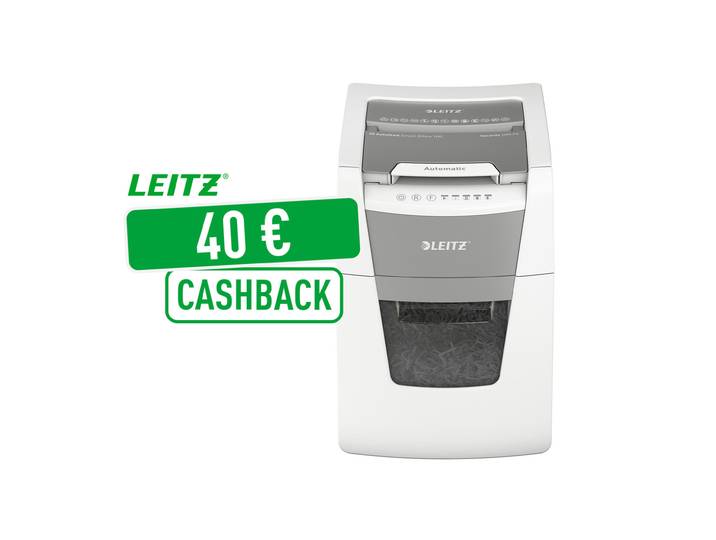 Leitz Destructeur de documents IQ Auto+ Small Office 100 coupe croisée DIN P4 - 100 feuilles - corbeille 34L