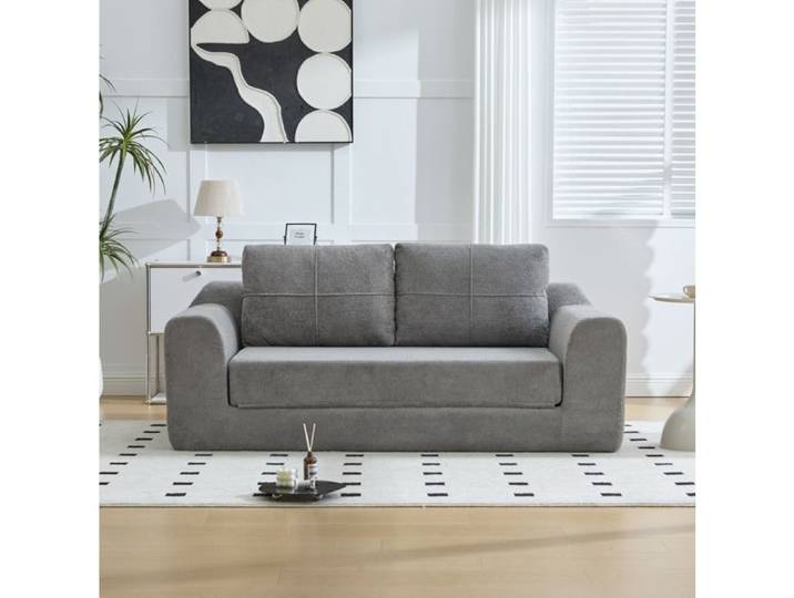 ROVRYN Canapé-lit convertible 2 places 179 x 95 x 79 cm tissu gris foncé sans montage