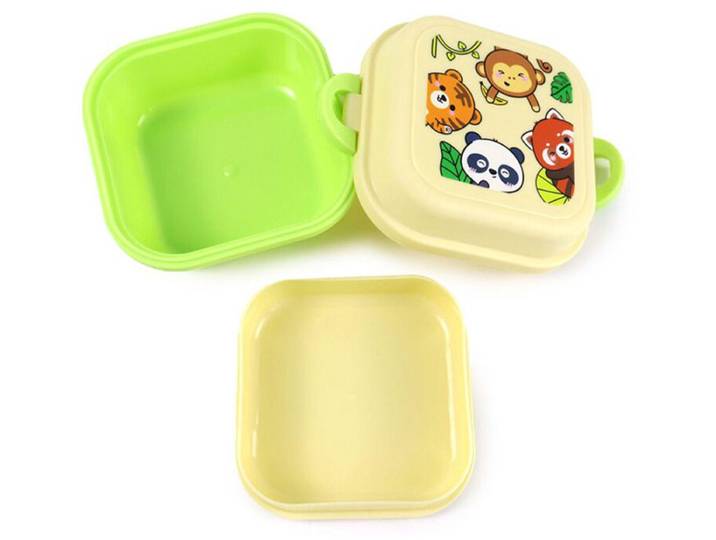 Bentobox/Lunchbox - Adoramals Wilde Dieren - Beige/Groen - 8x12x12cm