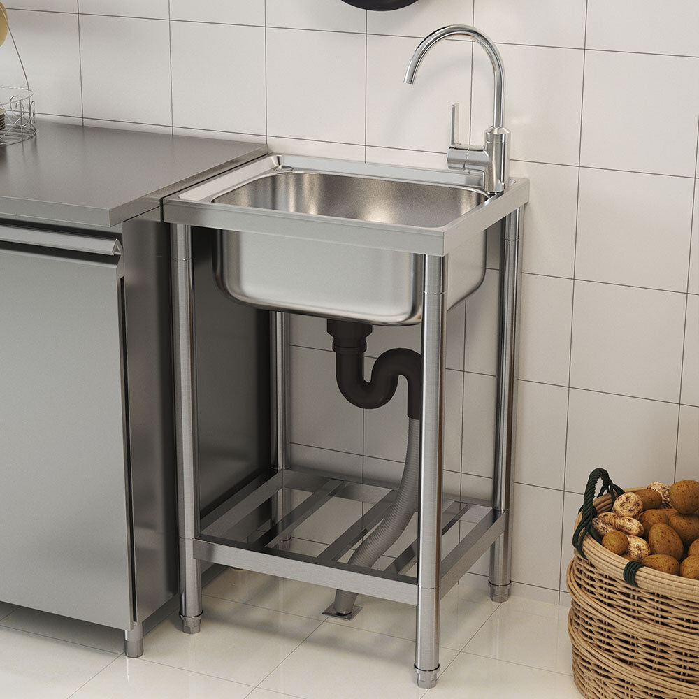 Belfry Kitchen Leming 400mm W Single Bowl Stainless Steel Kitchen Sink with 1 Faucet Hole Silver 500mm L