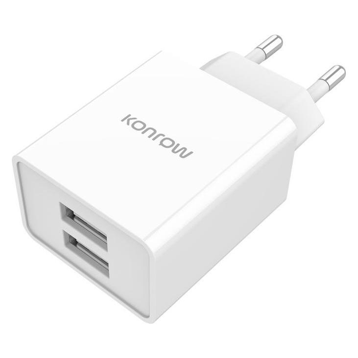 Konrow KC12AAW - Netzadapter 2 Ports USB A - Schnellladung 12W, Weiss (Kompatibel, Blister) (12 W, 2 Ports) (47121693)
