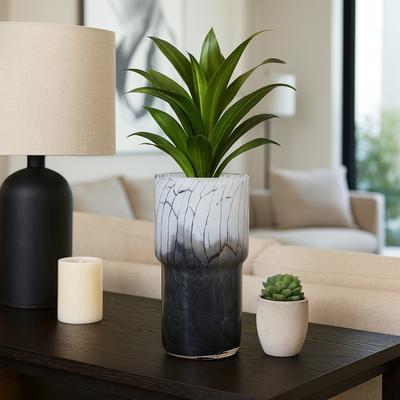 Sagebrook Home "Decorative Vase - Black Glass Cracked Pattern, 12"""