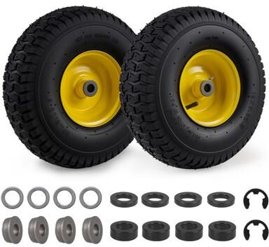 Costway 15 x 6.00-6 Tube-type Tires & Wheels 2 Pack 4 PR Tires-Yellow