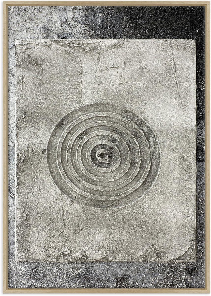 Canvas Afbeelding met Grafische Print in een Ingelijst Natuurlijk Houten Frame - 70 x 100 cm