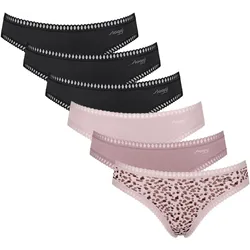Sloggi Damen Slips, 6er Pack - GO Crush Mini C6P, Unterhose, Stretch-Baumwolle Schwarz/Rosa / L