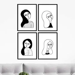 POSTER Set mit 4 „Vier Frauen“ Zeichnungen von Frauen A3 Rahmenlos