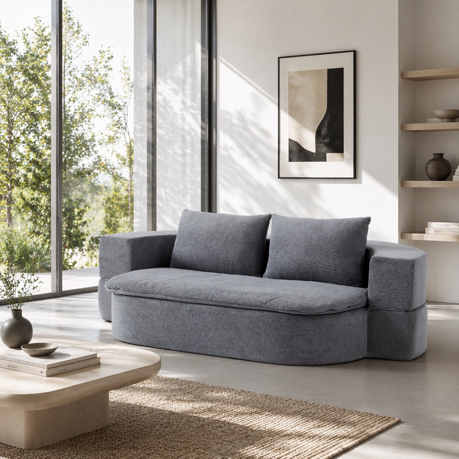 CHICFURN Slaapbank - Opvouwbaar en omvormbaar - Lichtgrijs