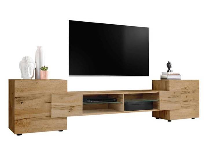 Meuble TV Merano Komodee - sans LED - Bois Naturel - 230 x 53 x 35 cm