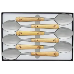 Nontron Set mit 6 Löffeln Tisch, Besteck, Gelb, Grau, Mehrfarbig