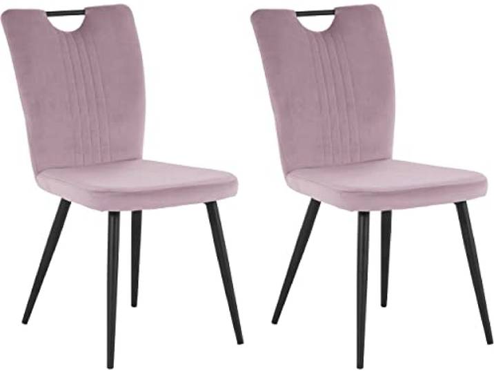Sari Stuhl 2er Set aus Samt in rosa schwarz