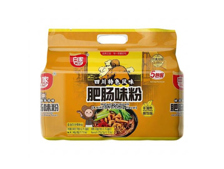Bai Jia pittige noedels met varkenspenssmaak, 5 pakken, 540 g