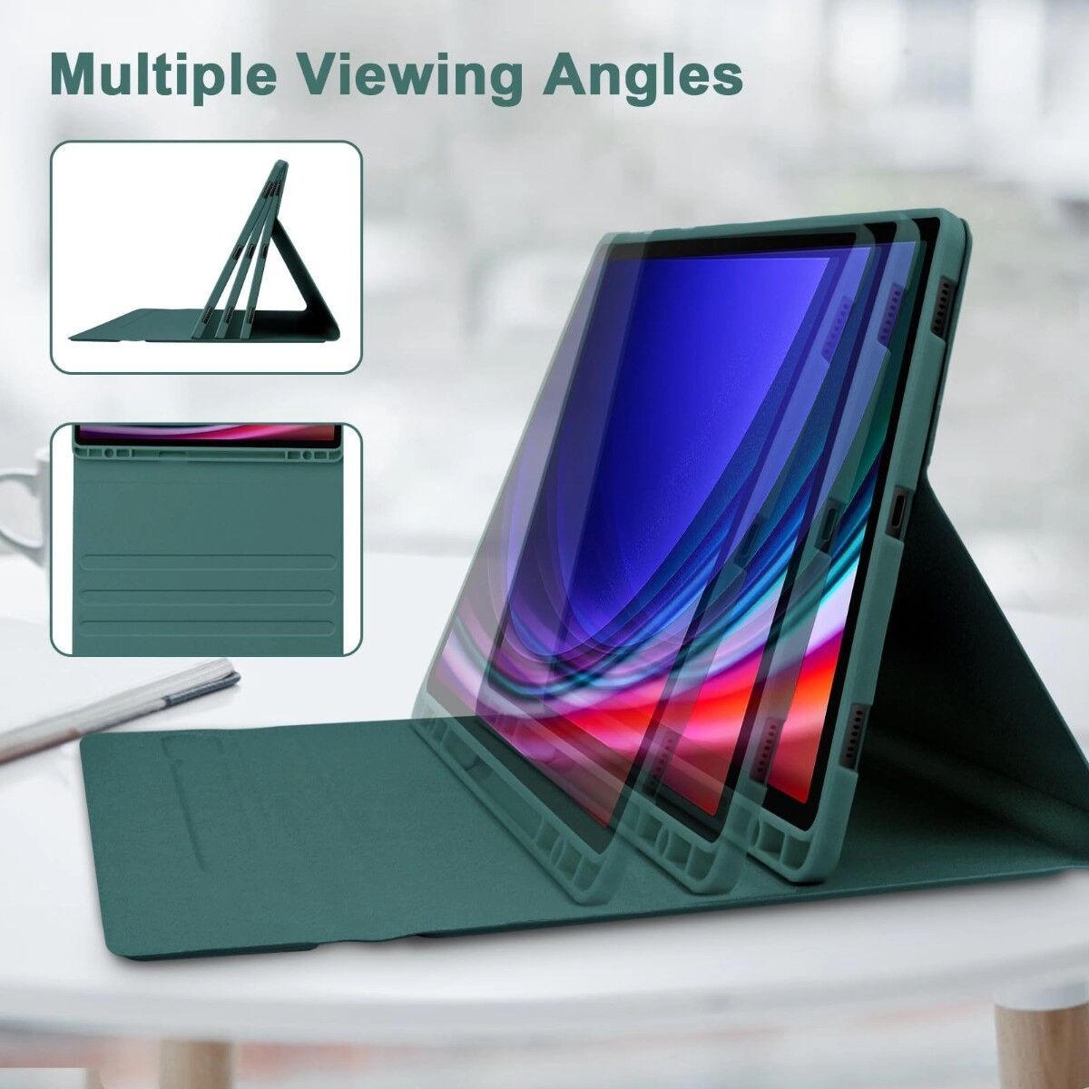 INF Bluetooth-Tastaturhülle – Mitternachtsgrün mit Touch-Hintergrundbeleuchtung, kompatibel mit Samsung Tab S10 FE Plus 13,1