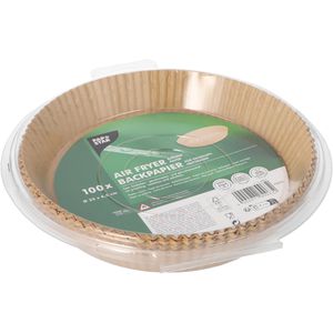 Papstar Backpapier für Heißluftfritteusen, Ø 23 cm, braun, Antihaft-Beschichtung, 100 Stück