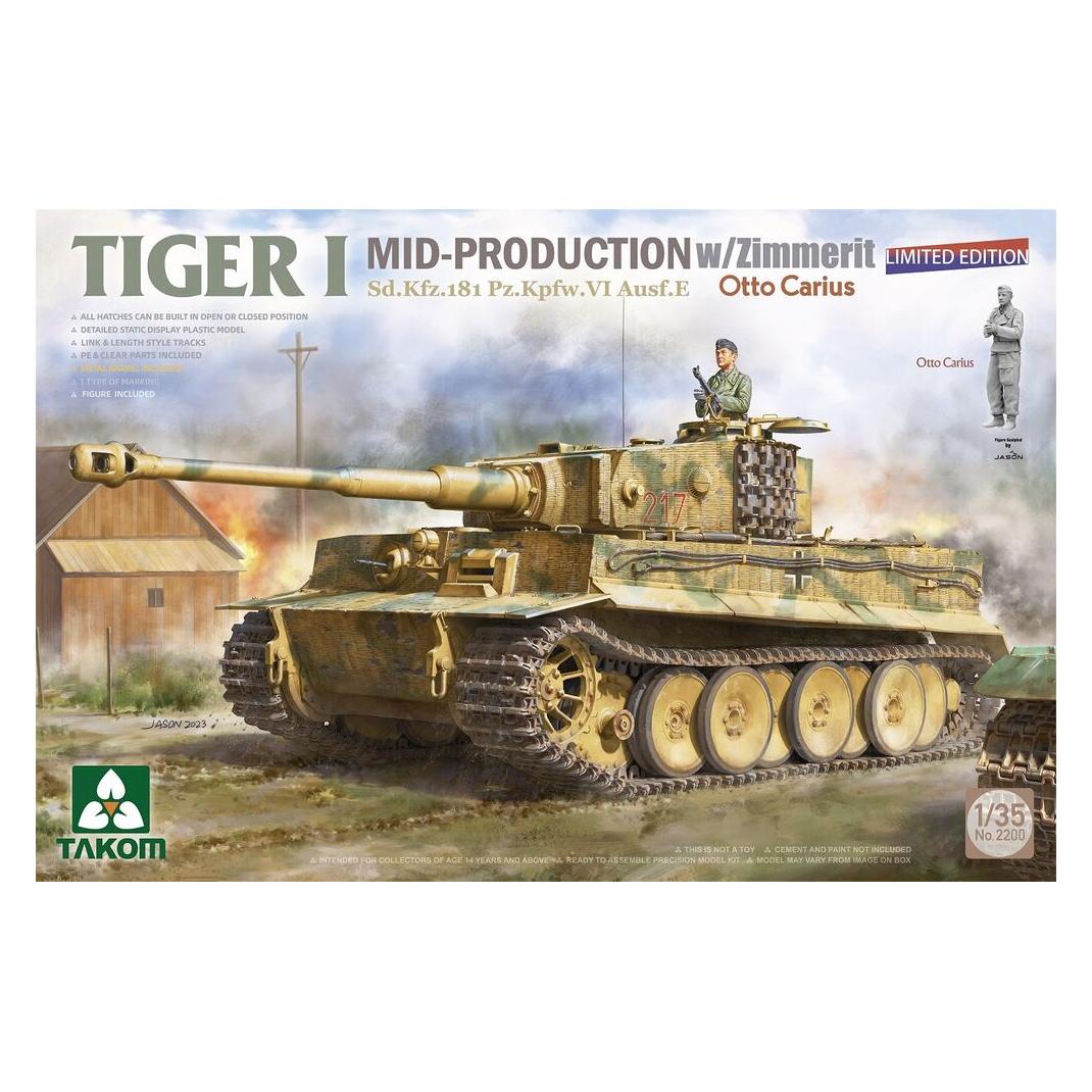 Takom Tiger I Mid-Production w/Zimmerit Sd.Kfz.181 Pz.Kpfw.VI Ausf.E Sd.Kfz.181 Pz.Kpfw.VI Ausf.E Otto Car (TAK2200)