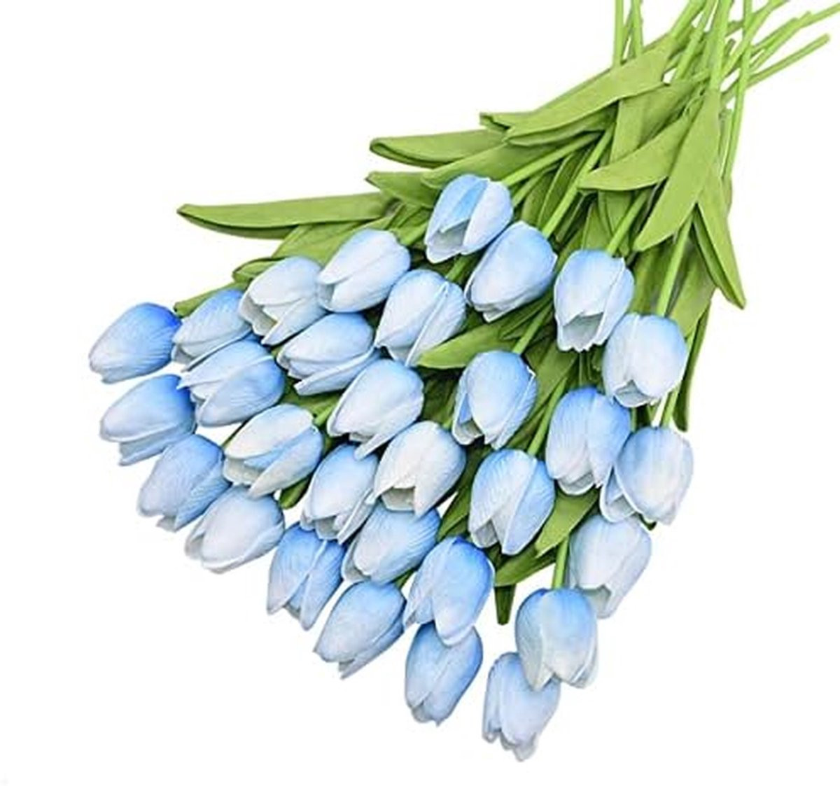 31 stuks Real Touch Kunst Tulpen - Lichtblauw - Decoratieve Nep Bloemen voor Bruiloften
