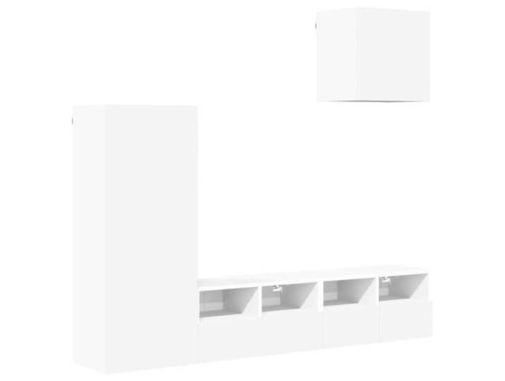 LMTYOENFG 4-TLG. TV Wandschrank Set Wohnwand Weiß Holzwerkstoff Vierteiliges Hängeschrank Set für Wohnzimmer und Arbeitszimmer, schafft Ordnung und spart wertvolle Bodenfläche.