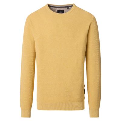 Strickpullover CASAMODA "CASAMODA Pullover uni", Herren, Gr. XXL, gelb, 100% Baumwolle, Pullover Strickpullover