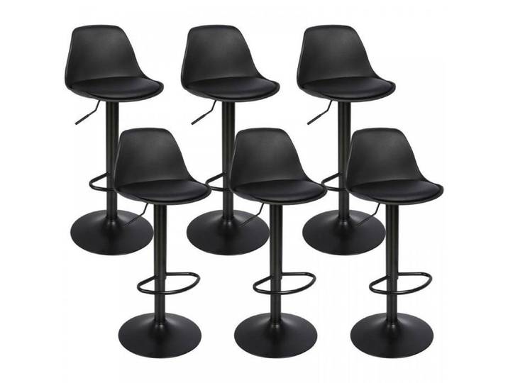 MIPAN.Tabouret Bar Lot de 6 - Chaise Pivotante - PU - Tabouret de Bistrot Hauteur Réglable Tabouret de Comptoir - Noir