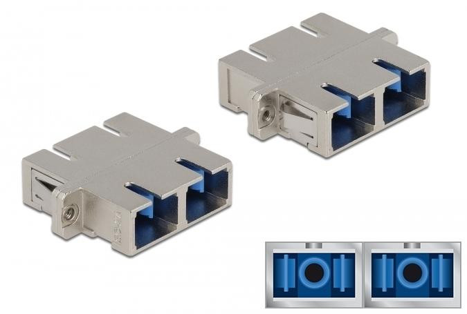 Delock Optische koppeling SC Duplex naar SC Duplex, single-mode, zilver, metaal
