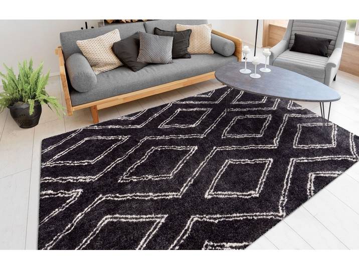 Teppich ME GUSTA Orlando 225 , grau (anthrazit), B:200cm H:27mm L:290cm, Polyester, Teppiche, Teppich, Weicher Hochflorteppich, dezent gestaltet,Fußbodenheizung geeignet