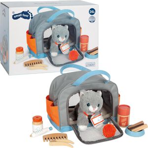 small-foot Spielset 12601, ab 2 Jahre, Katze mit Tasche und Pflege-Set, 15 Teile